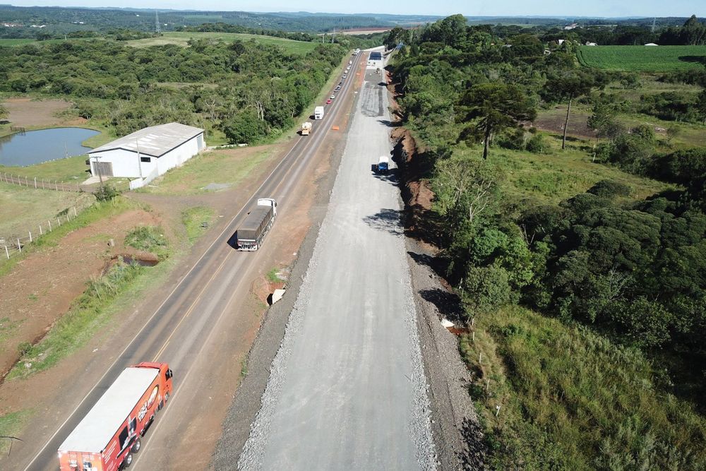 Obras de duplicação em concreto da rodovia entre Turvo e Palmeirinha chegam a 13,14%